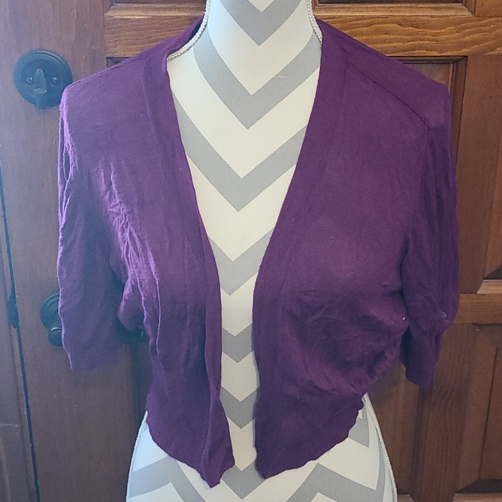 Lane Bryant Purple Open-Front Cropped Shrug